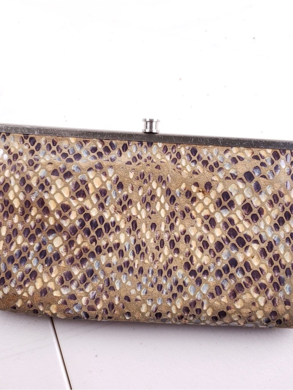 HOBO Tan and Purple Snakeskin-Pattern Clutch Wallet - Picture 6 of 13